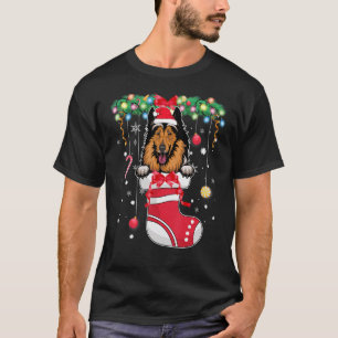 Camiseta Cachorro de Collie Cuta do Natal em Stocks de Nata