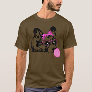 Camiseta Cachorro de corgi com vidros de goma-de-coleira