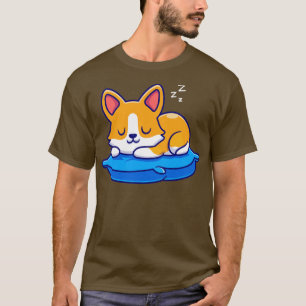 Camiseta Cachorro De Corgi Cortado Dormindo Em Cartoon De T