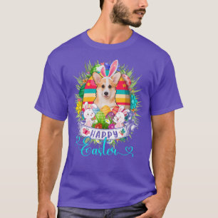 Camiseta Cachorro De Corgi Na Cesta De Ovos De Páscoa Feliz