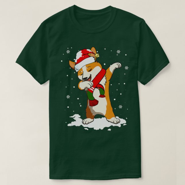 Camiseta Cachorro De Corgi Santa Para Rapazes (Frente do Design)