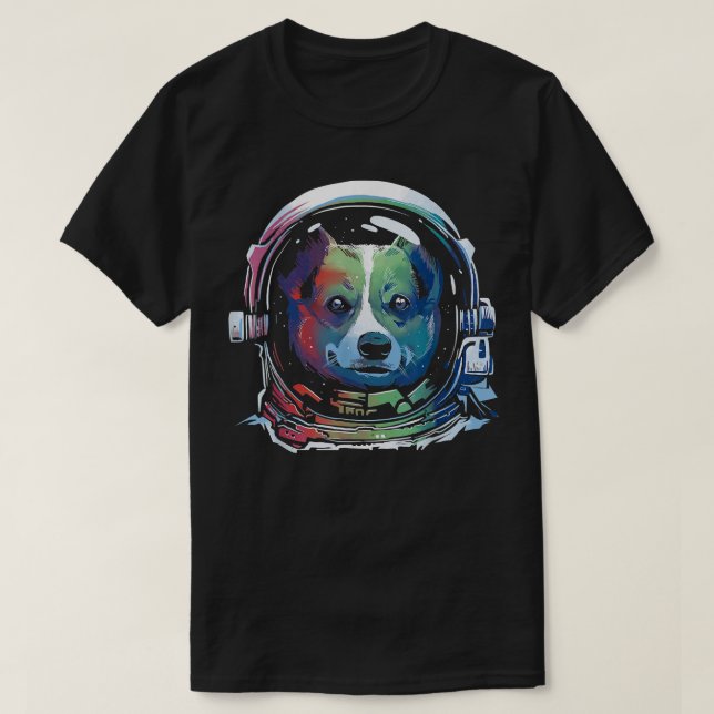 Camiseta Cachorro De Corgi Viagem Espacial No Espaço (Frente do Design)