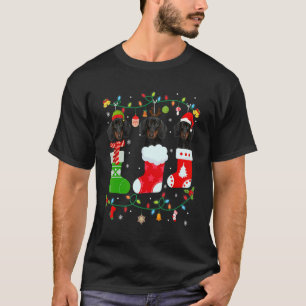 Camiseta Cachorro de Dachshund Três Meias De Natal Doce Xma