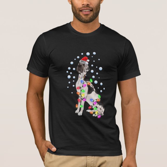 Camiseta Cachorro de Dane Luz de Natal (Frente)