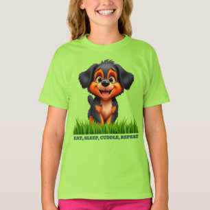 Camiseta Cachorro de Desenho Animado Adorável com Olhos Bri