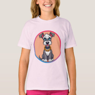 Camiseta Cachorro de Desenho Animado Adorável Sorriso Alegr