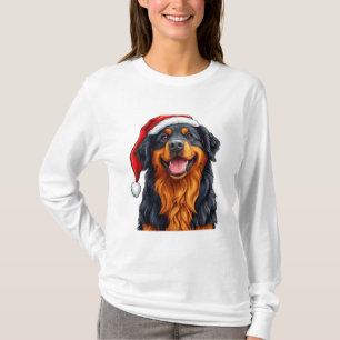Camiseta Cachorro de Desenho Animado Alegre Usando um Chapé