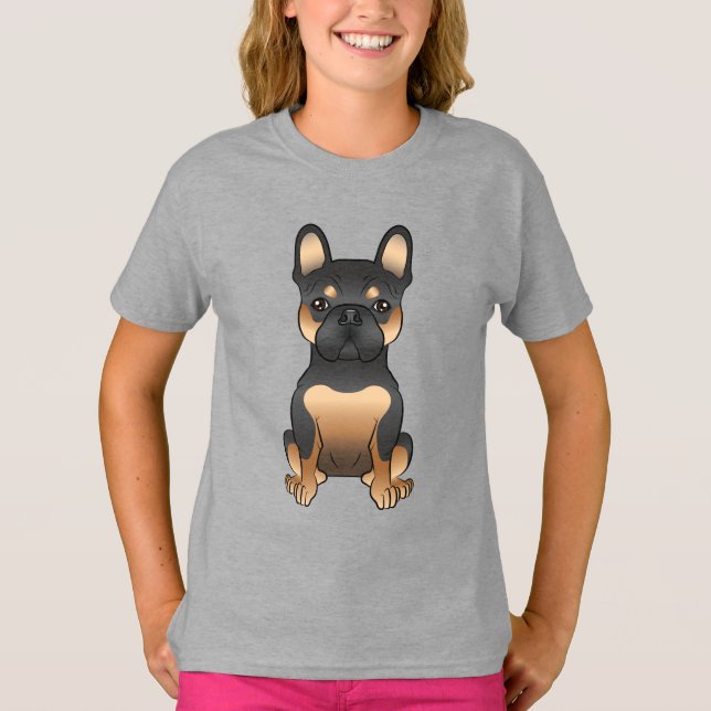Camiseta Cachorro de desenho animado Bulldog Francês Black  (Frente)