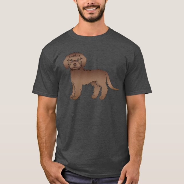 Camiseta Cachorro de desenho animado Chocolate Mini Goldend (Frente)