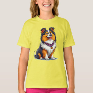 Camiseta Cachorro de desenho animado da raça Collie