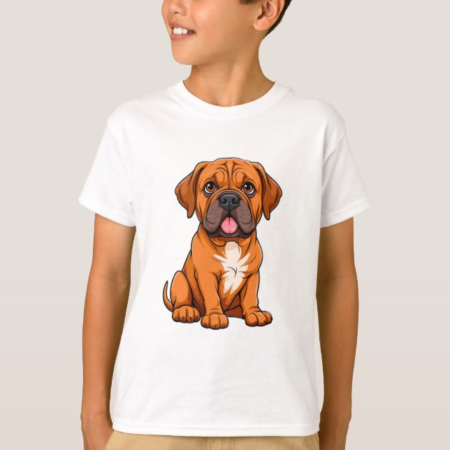 Camiseta Cachorro de desenho animado Dogue de Bordeaux com  (Frente)