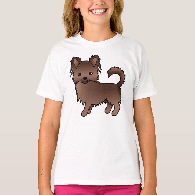 Camiseta Cachorro de Desenho Animado Fofo Chihuahua de Casa (Frente)