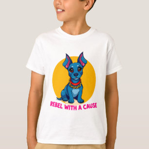 Camiseta Cachorro de Desenho Animado Fofo com Coleira