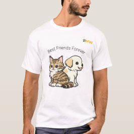 Camiseta Cachorro de Desenho Animado Fofo e Gato Melhores A