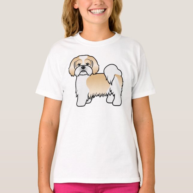 Camiseta Cachorro De Desenho Animado Fofo Lhasa Apso Dourad (Frente)