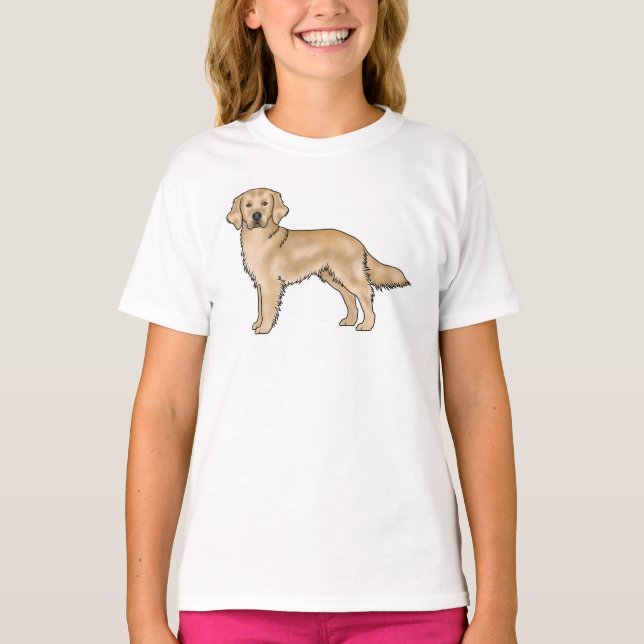 Camiseta Cachorro de Desenho Animado Fofo Retriever Dourado (Frente)