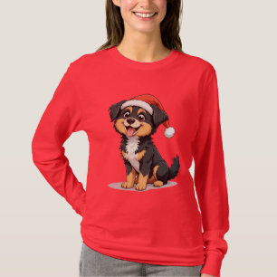 Camiseta Cachorro de Desenho Animado Fofo Usando um Chapéu