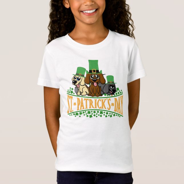 Camiseta Cachorro De Dia de São Patrício Bonito Leprechaun  (Frente)