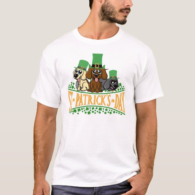 Camiseta Cachorro De Dia de São Patrício Bonito Leprechaun  (Frente)