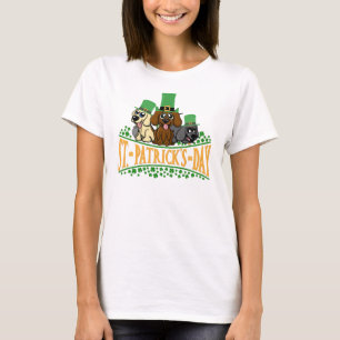 Camiseta Cachorro De Dia de São Patrício Bonito Leprechaun