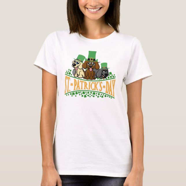 Camiseta Cachorro De Dia de São Patrício Bonito Leprechaun  (Frente)