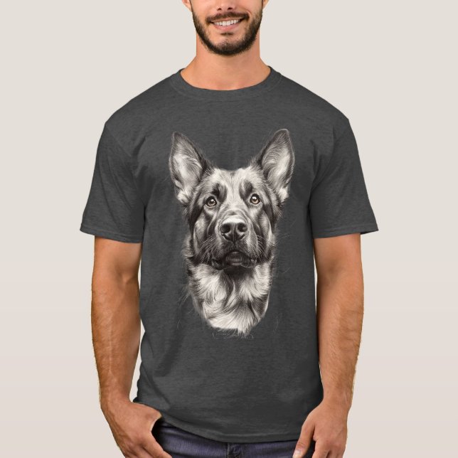 Camiseta Cachorro de esboço do German shepherd Adorável (Frente)