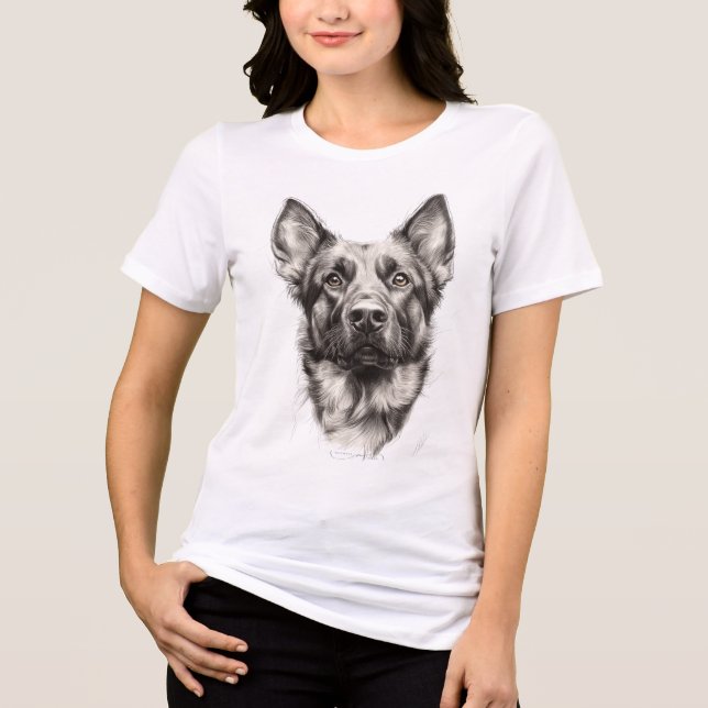 Camiseta Cachorro de esboço do German shepherd Adorável (Frente)