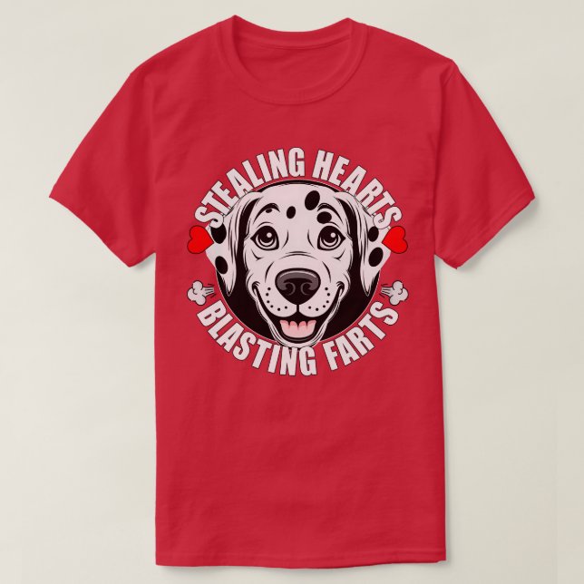 Camiseta Cachorro de Farinhas Explosivas De Coração Dalmáci (Frente do Design)