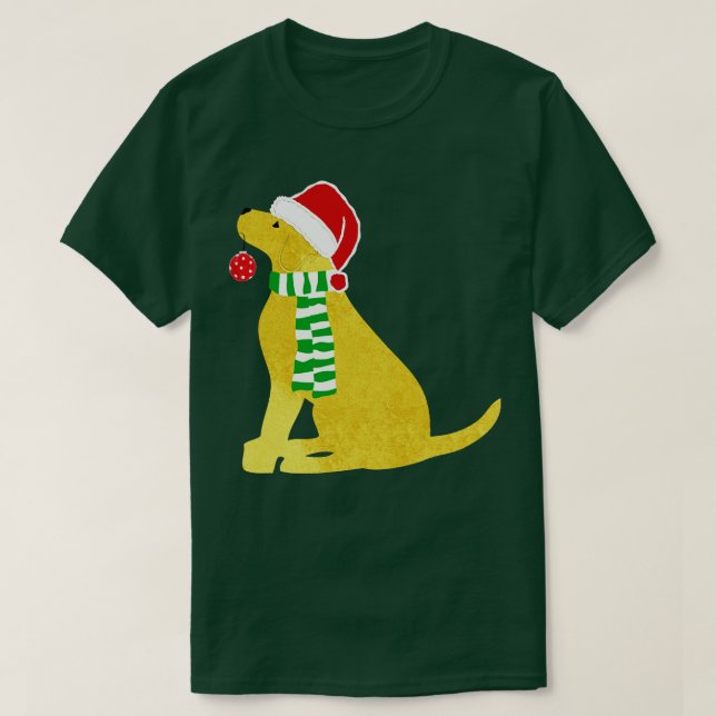 Camiseta Cachorro de Férias do Laboratório Amarelo Natal (Frente do Design)
