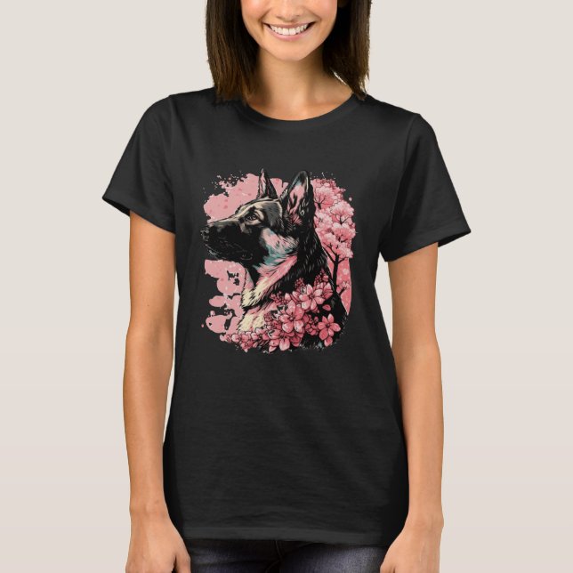 Camiseta Cachorro de Flor de German shepherd Bonito - Cacho (Frente)