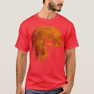 Camiseta Cachorro de Fogueira de Halloween Bonito Cachorro