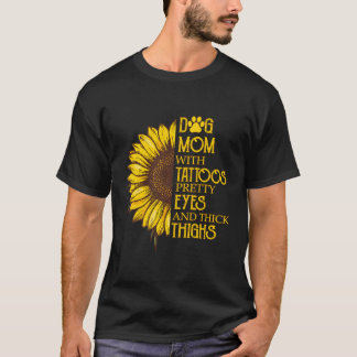Camiseta Cachorro De Girassol Mãe Com Tatuagens Bonito Olho