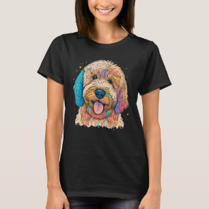 Camiseta Cachorro de Goldendoodle Bonito na Porta do Ouro 1
