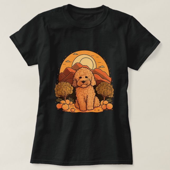 Camiseta Cachorro de Goldendoodle Bonito no Ouro Doodle Lov (Frente do Design)