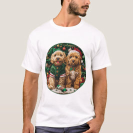 Camiseta Cachorro de Goldendoodle de Natal