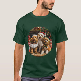 Camiseta Cachorro de Goldendoodle de Natal
