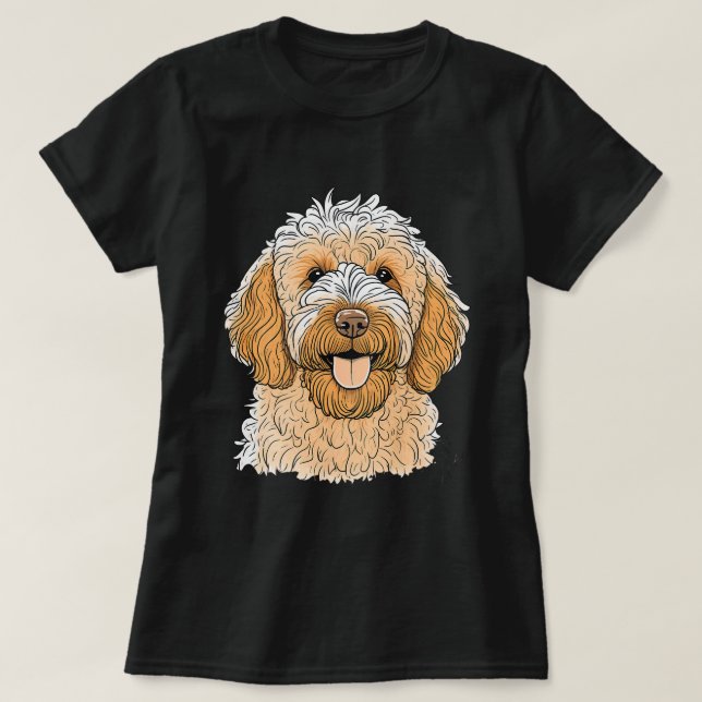 Camiseta Cachorro de Goldendoodle em Ouro (Frente do Design)