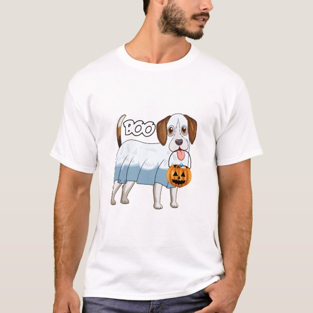 Camiseta Cachorro de Halloween Beagle Fantasma (Frente)