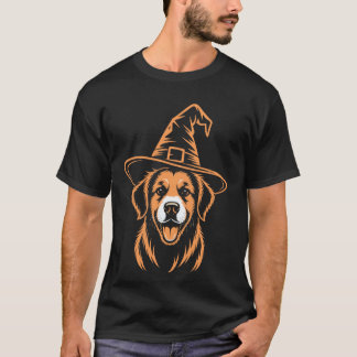 Camiseta Cachorro de Halloween Chapéu de Bruxo Retriever Do