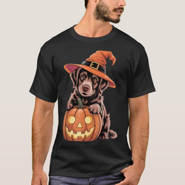 Camiseta Cachorro de Halloween com Amantes de Abóbora Roupa (Frente)