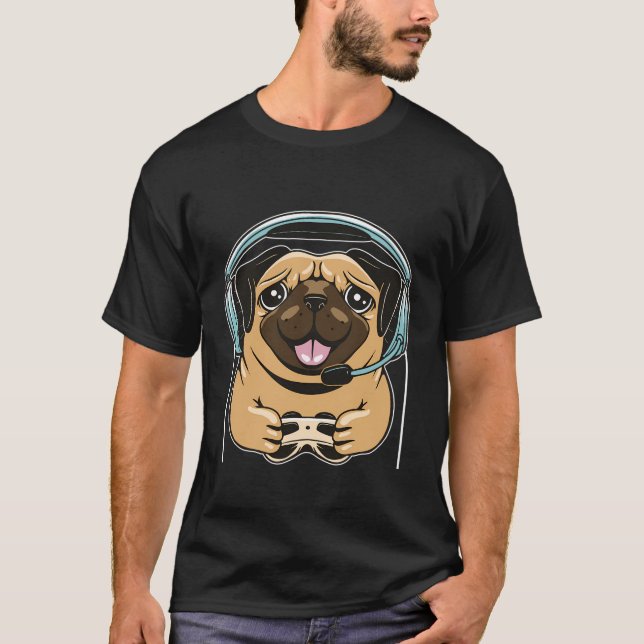Camiseta Cachorro de Jogos Cachorro Jogo Pc Vídeo Jogo Comp (Frente)