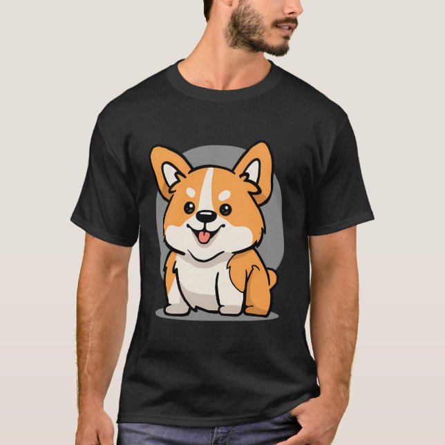 Camiseta Cachorro de Kawaii Corgi Chibi (Frente)