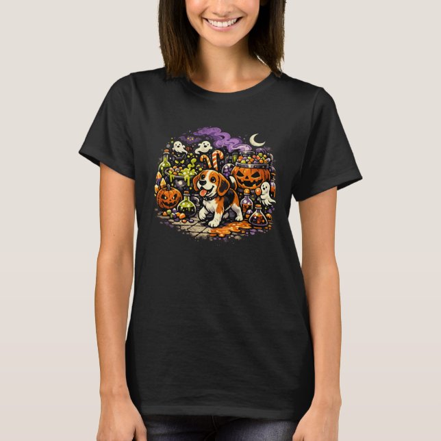 Camiseta Cachorro de Laboratório de Doces Assombrados  (Frente)