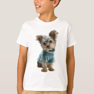 Camiseta Cachorro de Meia Azul Elegante para Crianças