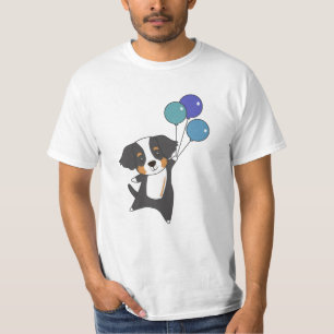 Camiseta Cachorro De Montanha Bernese Voa Com Balões Doce