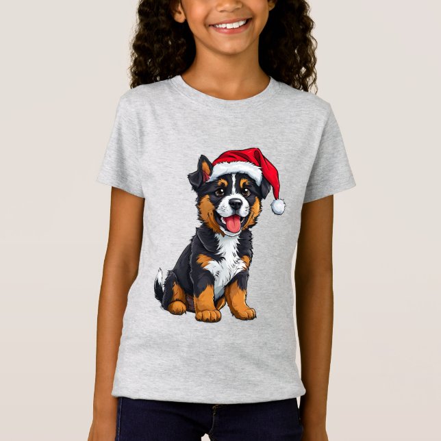 Camiseta Cachorro de Natal Adorável (Frente)
