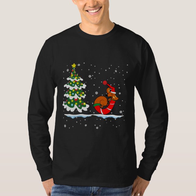 Camiseta Cachorro De Natal Através Da Neve (Frente)