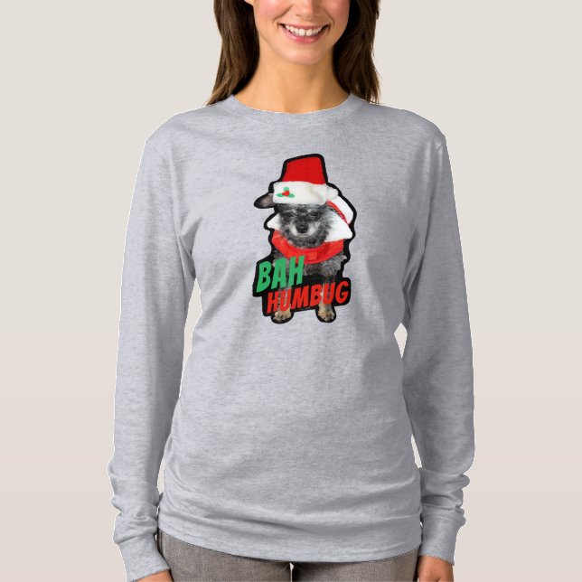 Camiseta Cachorro de Natal Bah Humbug (Frente)