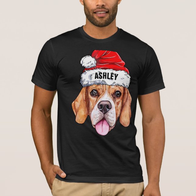 Camiseta Cachorro de Natal Bela Grande Cachorro Grande (Frente)