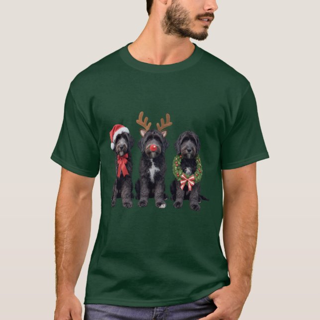 Camiseta Cachorro de Natal Black Goldendoodle Doodle Mamãe  (Frente)